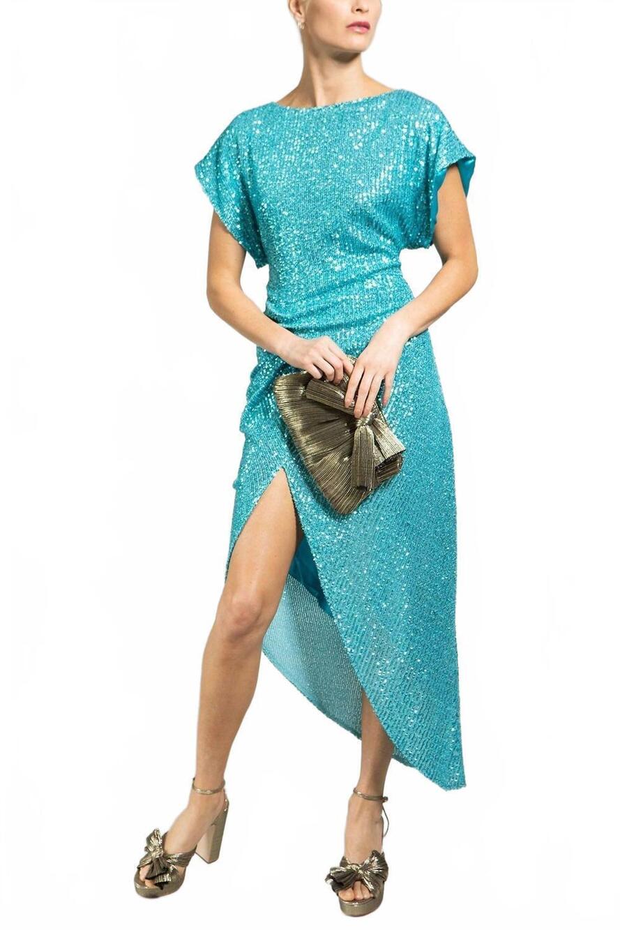 NEW IN THE MOOD FOR LOVE bercot sequin embellished dress in mermaid
